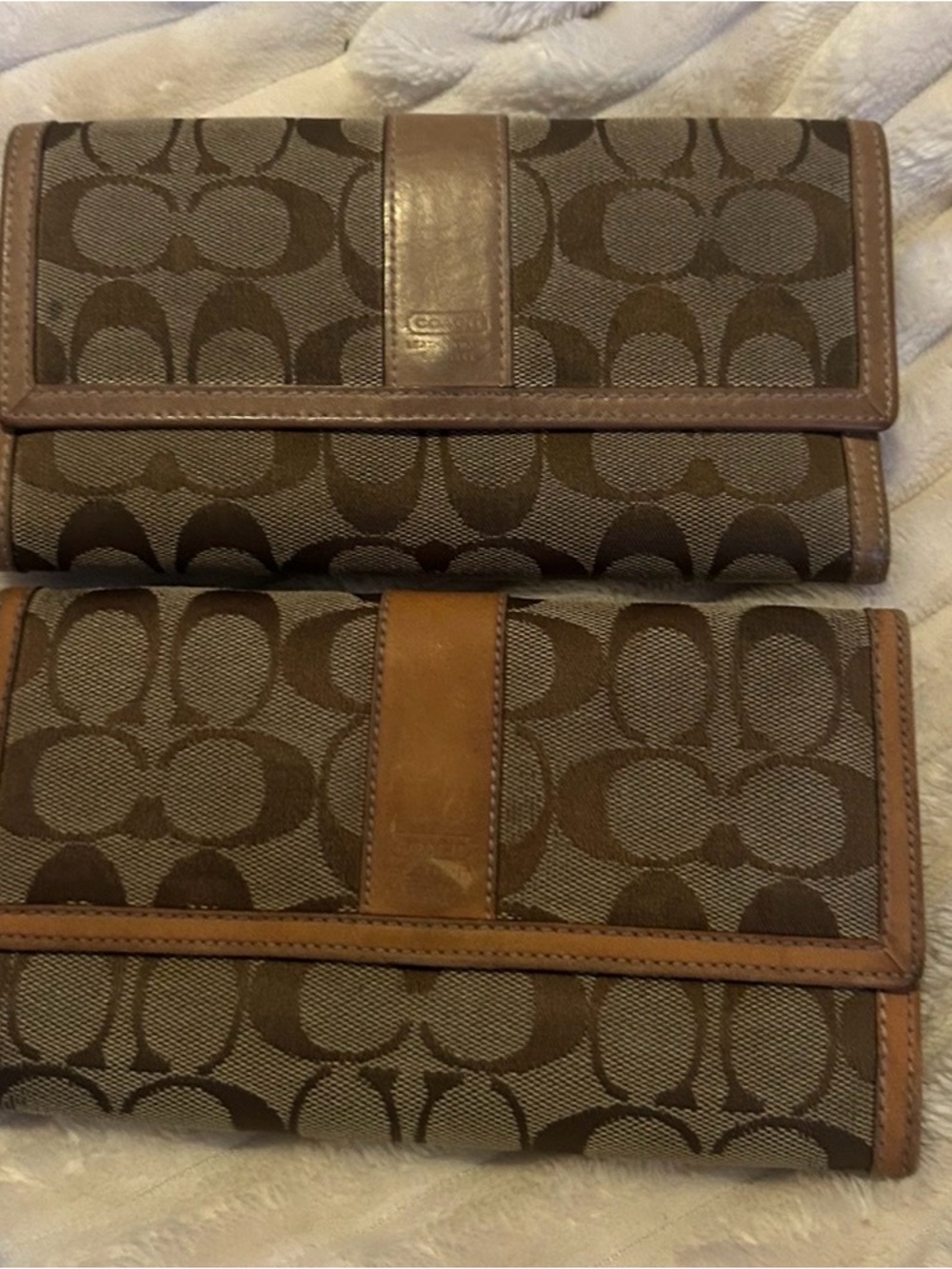 Coach Brown Signature Canvas Men's Trifold Wallet